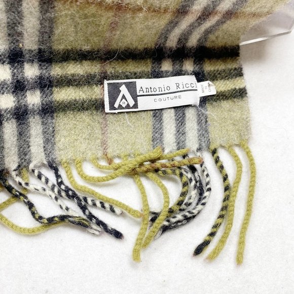 Antonio Ricci Couture Woolen Plaid Fringe Scarf - Picture 3 of 9